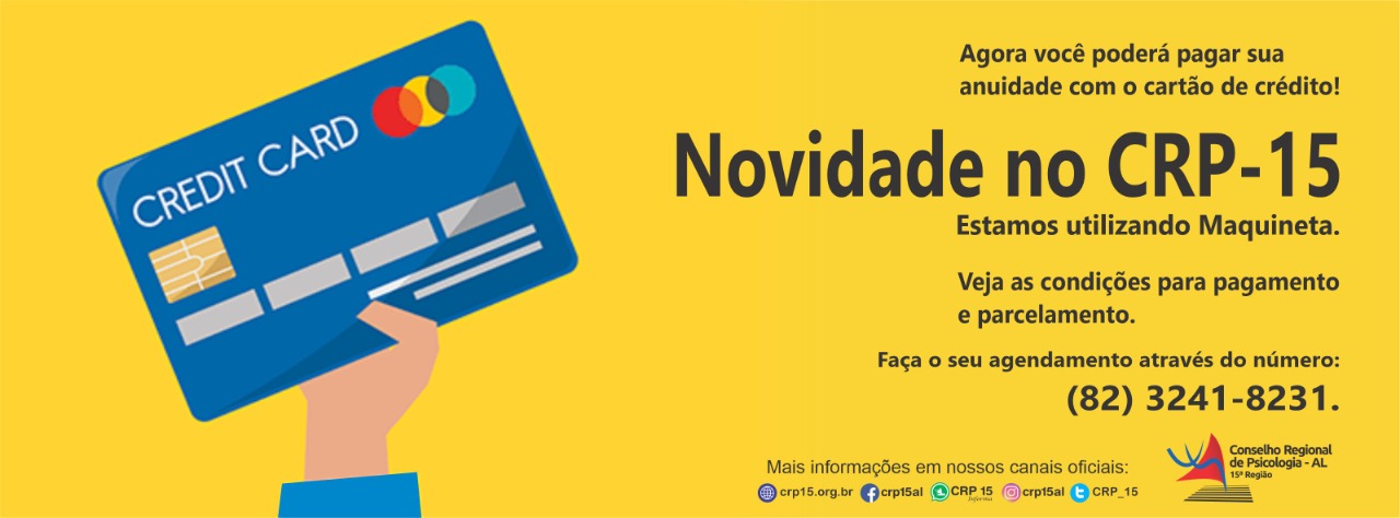 Psicóloga(o) agora você pode pagar sua anuidade com cartão de crédito